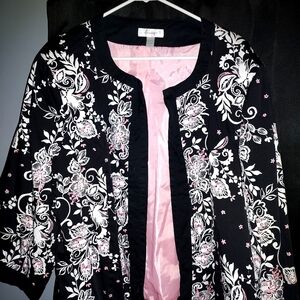 Dressbarn floral w/pink accent black blazer plus size 22w/24w